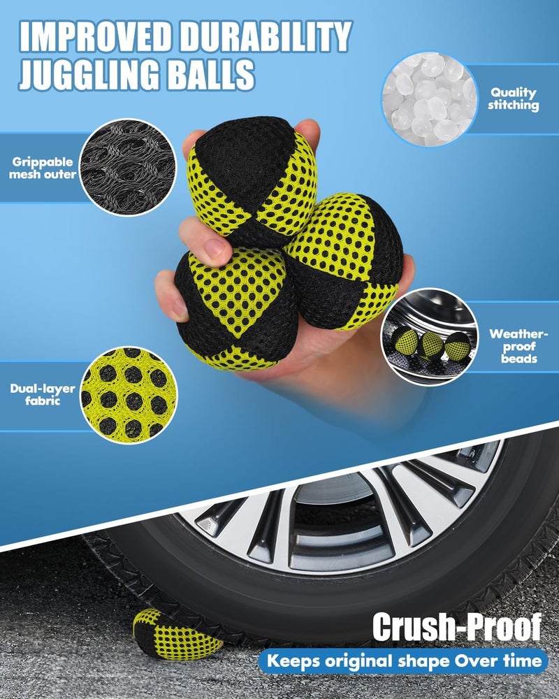 oazoxcx Juggling Balls for Beginners and Professionals Set of 3 Juggling Bean Bags Durable Juggle Ball Kit(Black - Yellow) - Image 4